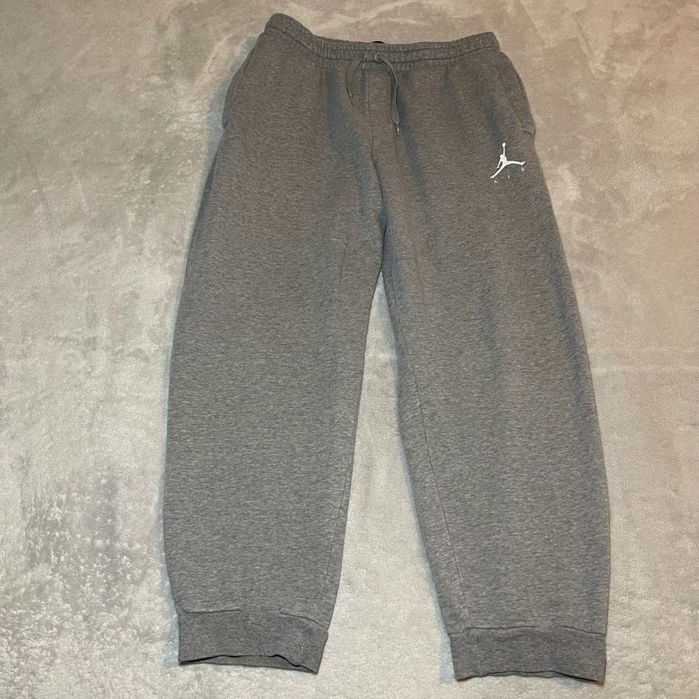 Jordan Sweatpants Mens Large Gray Fleece Jumpman Air Joggers Workout Streetwear